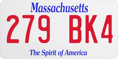 MA license plate 279BK4