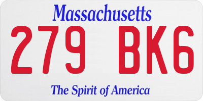 MA license plate 279BK6