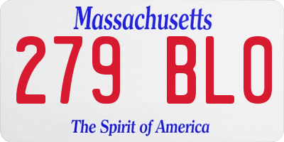 MA license plate 279BL0