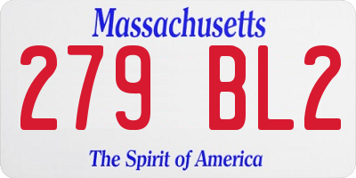 MA license plate 279BL2
