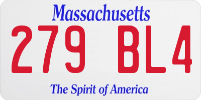MA license plate 279BL4