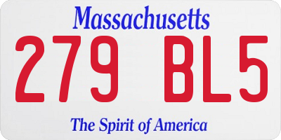 MA license plate 279BL5