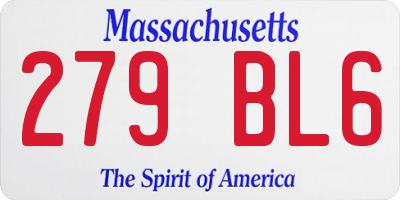 MA license plate 279BL6