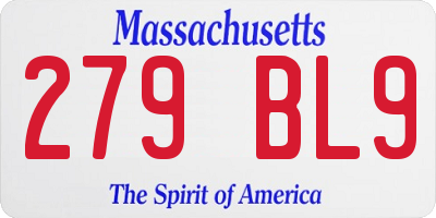 MA license plate 279BL9