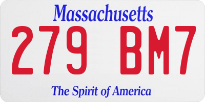 MA license plate 279BM7