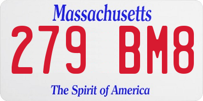 MA license plate 279BM8