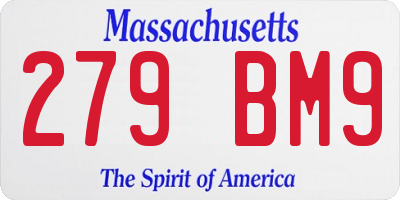 MA license plate 279BM9