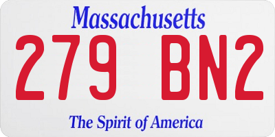 MA license plate 279BN2