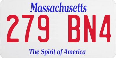 MA license plate 279BN4