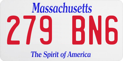 MA license plate 279BN6