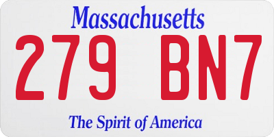 MA license plate 279BN7