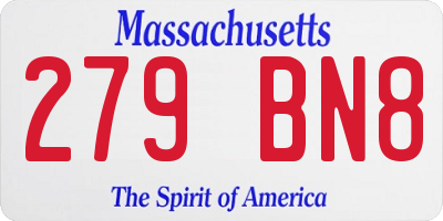 MA license plate 279BN8
