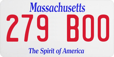 MA license plate 279BO0