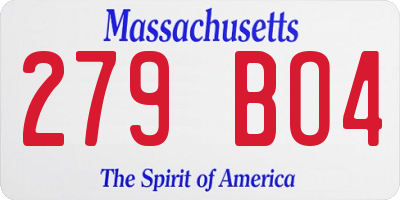 MA license plate 279BO4