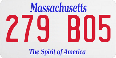 MA license plate 279BO5