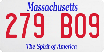MA license plate 279BO9
