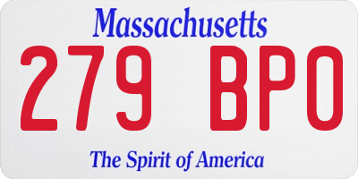MA license plate 279BP0