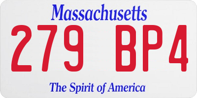 MA license plate 279BP4