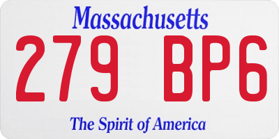 MA license plate 279BP6