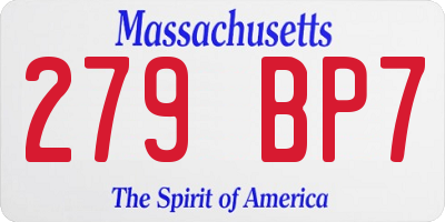 MA license plate 279BP7