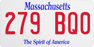 MA license plate 279BQ0