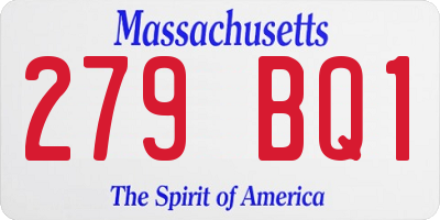 MA license plate 279BQ1
