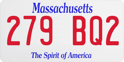 MA license plate 279BQ2