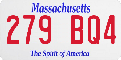 MA license plate 279BQ4