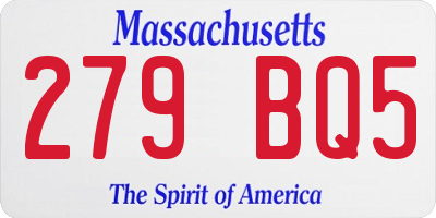 MA license plate 279BQ5