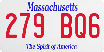 MA license plate 279BQ6