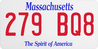 MA license plate 279BQ8