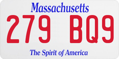 MA license plate 279BQ9