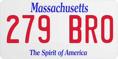 MA license plate 279BR0