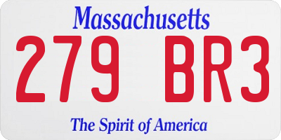 MA license plate 279BR3