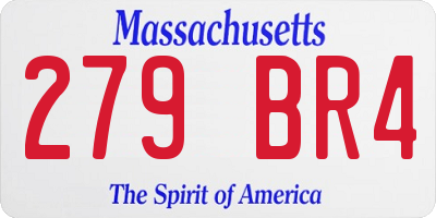 MA license plate 279BR4