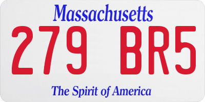 MA license plate 279BR5