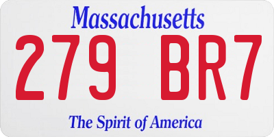 MA license plate 279BR7