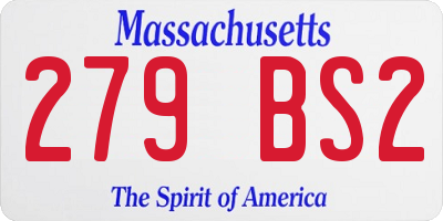 MA license plate 279BS2