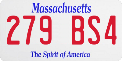 MA license plate 279BS4