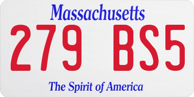 MA license plate 279BS5