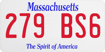 MA license plate 279BS6