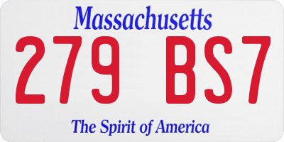 MA license plate 279BS7