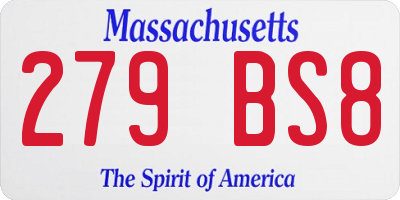 MA license plate 279BS8