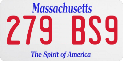 MA license plate 279BS9