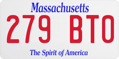 MA license plate 279BT0