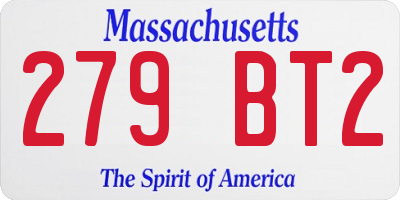 MA license plate 279BT2