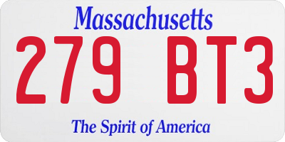 MA license plate 279BT3