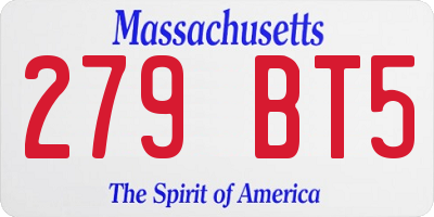 MA license plate 279BT5