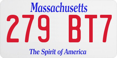 MA license plate 279BT7