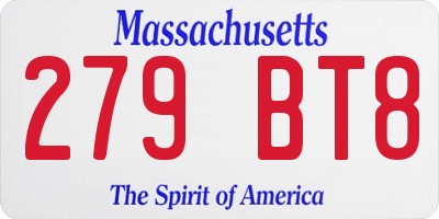 MA license plate 279BT8